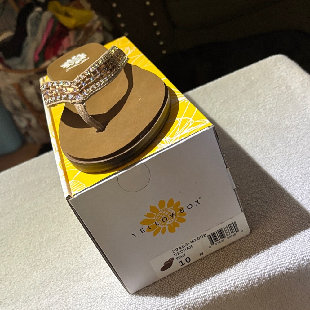 Yellow Box Tan Sandals with Glittering Straps